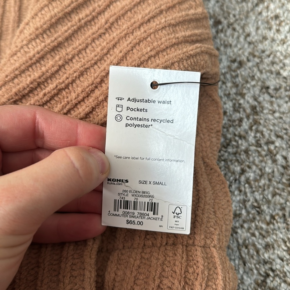 FLX Women's Commuter Sweater Jacket Size XS In Elden Beige - Picture 10 of 15